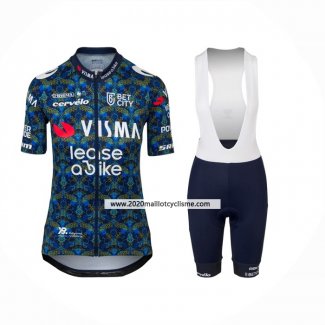 2024 Maillot Cyclisme Femme Jumbo Visma Bleu Manches Courtes Et Cuissard