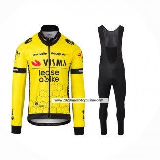 2024 Maillot Cyclisme Jumbo Visma Jaune Noir Manches Longues Et Cuissard