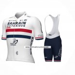 2024 Maillot Cyclisme Britannico Champion Bahrain Victorious Blanc Rouge Bleu Manches Courtes Et Cuissard