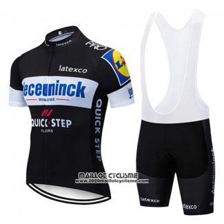 2019 Maillot Ciclismo Deceuninck Quick Step Noir Blanc Manches Courtes et Cuissard