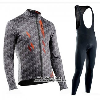 2019 Maillot Ciclismo Northwave Gris Manches Longues et Cuissard