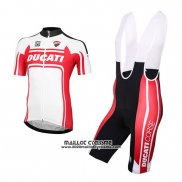 2016 Maillot Ciclismo Ducati Blanc et Rouge Manches Courtes et Cuissard