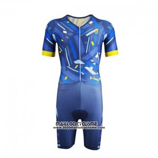 2019 Maillot Ciclismo Emonder-triathlon Bleu Jaune Manches Courtes et Cuissard