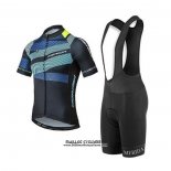 2020 Maillot Ciclismo Merida Noir Bleu Manches Courtes et Cuissard