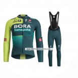 2024 Maillot Cyclisme Bora-Hansgrone Profond Vert Manches Longues Et Cuissard