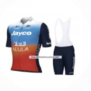 2024 Maillot Cyclisme Jayco AlUla Bleu Orange Manches Courtes Et Cuissard