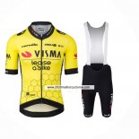 2024 Maillot Cyclisme Jumbo Visma Jaune Noir Manches Courtes Et Cuissard