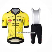 2024 Maillot Cyclisme Jumbo Visma Jaune Noir Manches Courtes Et Cuissard