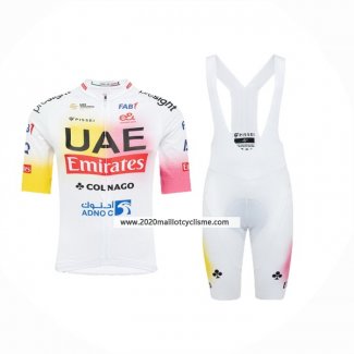 2024 Maillot Cyclisme UAE Rose Jaune Manches Courtes Et Cuissard