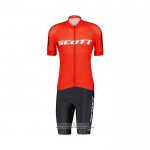 2022 Maillot Cyclisme Scott Rouge Blanc Manches Courtes et Cuissard