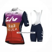 2024 Maillot Cyclisme Femme Jayco AlUla Orange Violet Manches Courtes Et Cuissard