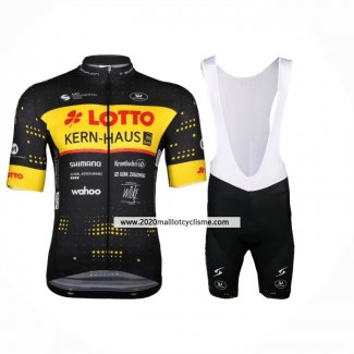 2024 Maillot Cyclisme Lotto-Kern Haus Noir Jaune Manches Courtes Et Cuissard