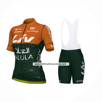 2024 Maillot Cyclisme Femme Jayco AlUla Orange Violet Manches Courtes Et Cuissard