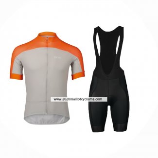 2024 Maillot Cyclisme POC Orange Gris Manches Courtes Et Cuissard